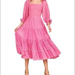 LoveShackFancy Rigby voile dress smocked midi Med